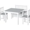 Homcom - Conjunto Infantil Mesa + Banco + 2 sillas madera