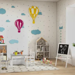 Homcom - Conjunto Infantil Mesa + Banco + 2 sillas madera