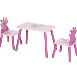 Homcom - Conjunto Mesa + 2 Sillas infantiles Madera Princess