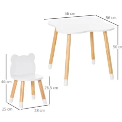 Homcom - Conjunto Mesa + 2 Sillas infantiles Madera