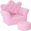 Homcom - Conjunto sillón + puff Rosa