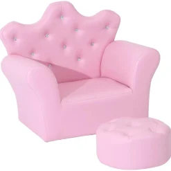 Homcom - Conjunto sillón + puff Rosa