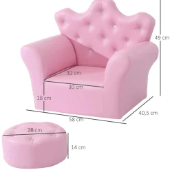 Homcom - Conjunto sillón + puff Rosa