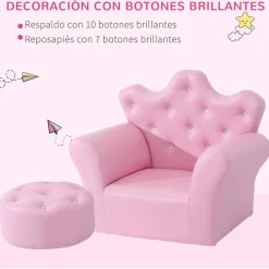 Homcom - Conjunto sillón + puff Rosa