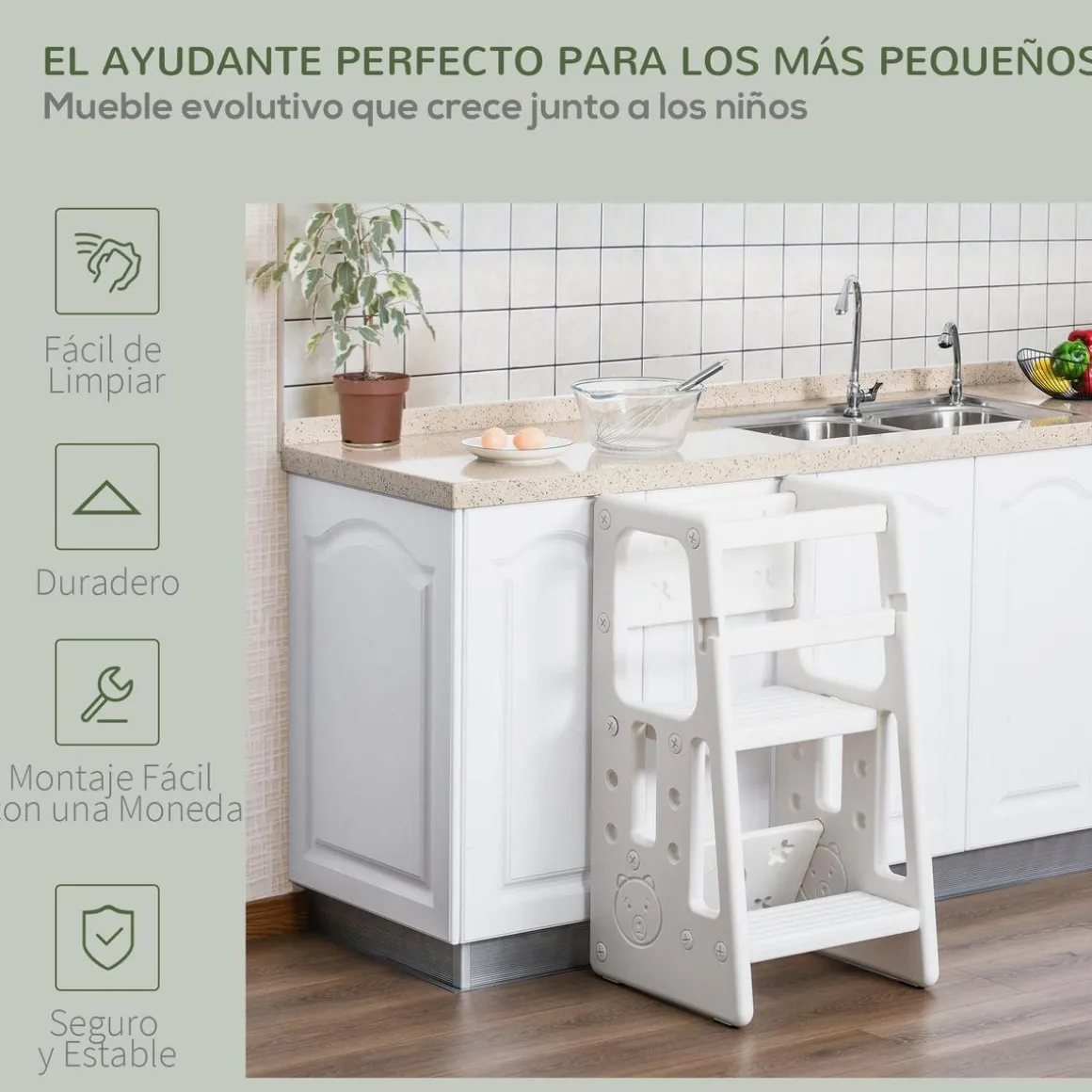 Homcom - Escalón elevador Taburete aprendizaje