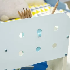 Homcom - Escritorio con estante y silla ajustable Blanco y Azul