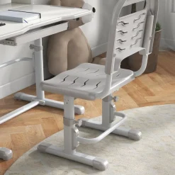 Homcom - Escritorio y silla ajustable Gris y Blanco