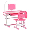 Homcom - Escritorio y silla ajustables Rosa