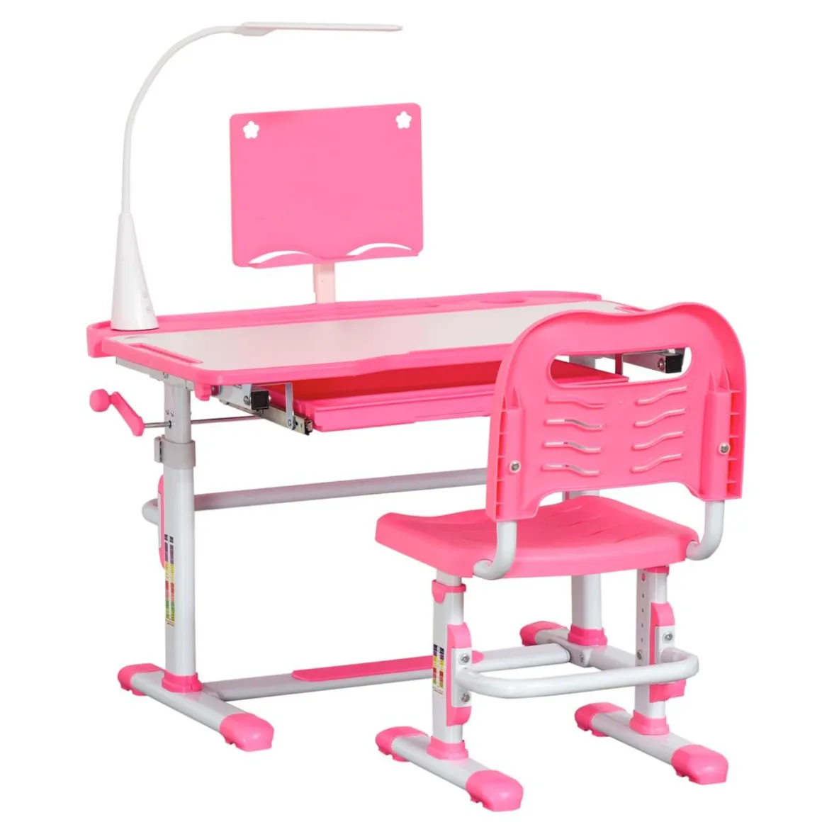 Homcom - Escritorio y silla ajustables Rosa