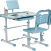 Homcom - Escritorio y silla ajustable Azul y Blanco