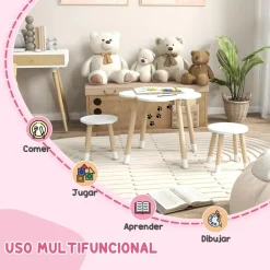 Homcom - Mesa Flor y bancos Blanco