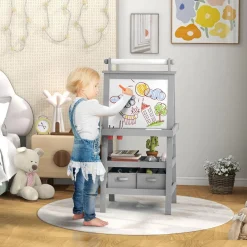 Homcom - Pizarra doble cara con caballete