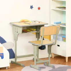 Homcom - Set Pupitre + Silla infantil Vintage
