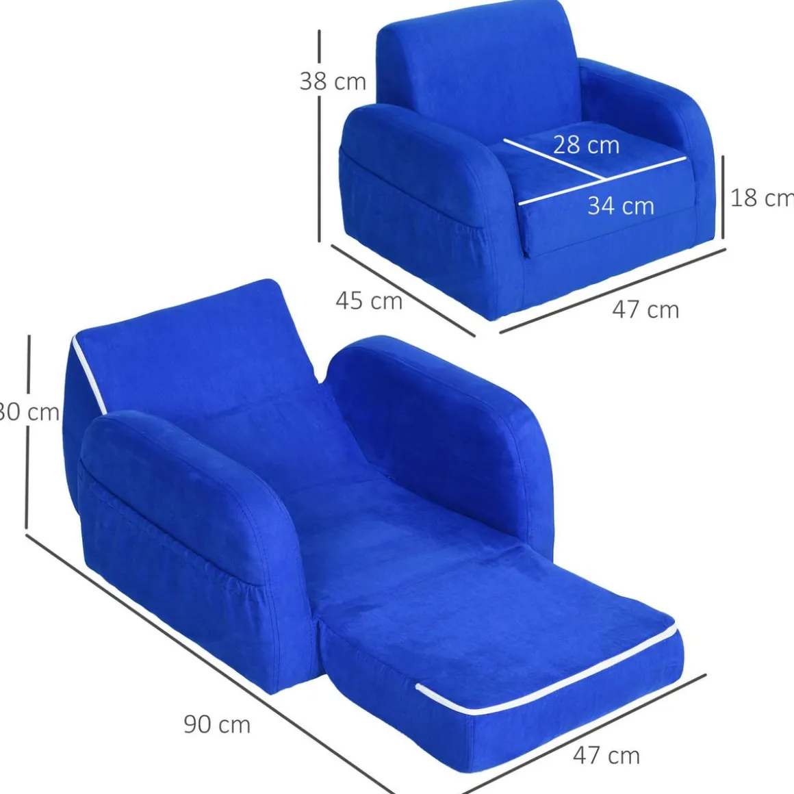 Homcom - Sillón cama infantil 2 en 1