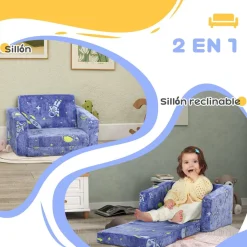 Homcom - Sillón infantil Azul brilla en la oscuridad