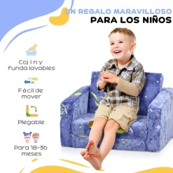 Homcom - Sillón infantil Azul brilla en la oscuridad