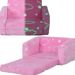 Homcom - Sillón infantil Rosa brilla en la oscuridad