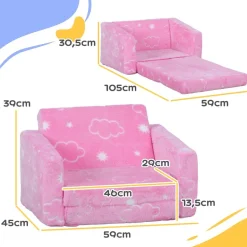 Homcom - Sillón infantil Rosa brilla en la oscuridad