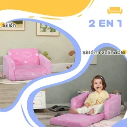 Homcom - Sillón infantil Rosa brilla en la oscuridad