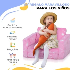 Homcom - Sillón infantil Rosa brilla en la oscuridad