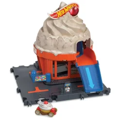 Hot Wheels - Pista de carreras City Tienda de helados con 1 vehículo incluido ㅤ