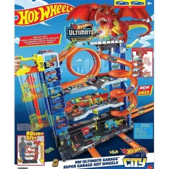 Hot Wheels - Pista de coches de juguete con garaje definitivo y dragón, 4 niveles, incluye 2 vehículos ㅤ