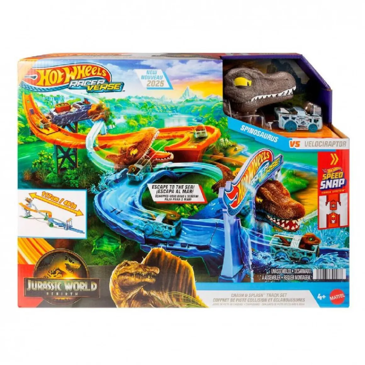 Hot Wheels RacerVerse - Pista Jurassic World Crash & Splash