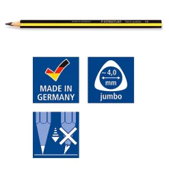Lápiz Jumbo con Goma de Borrar y Sacapuntas