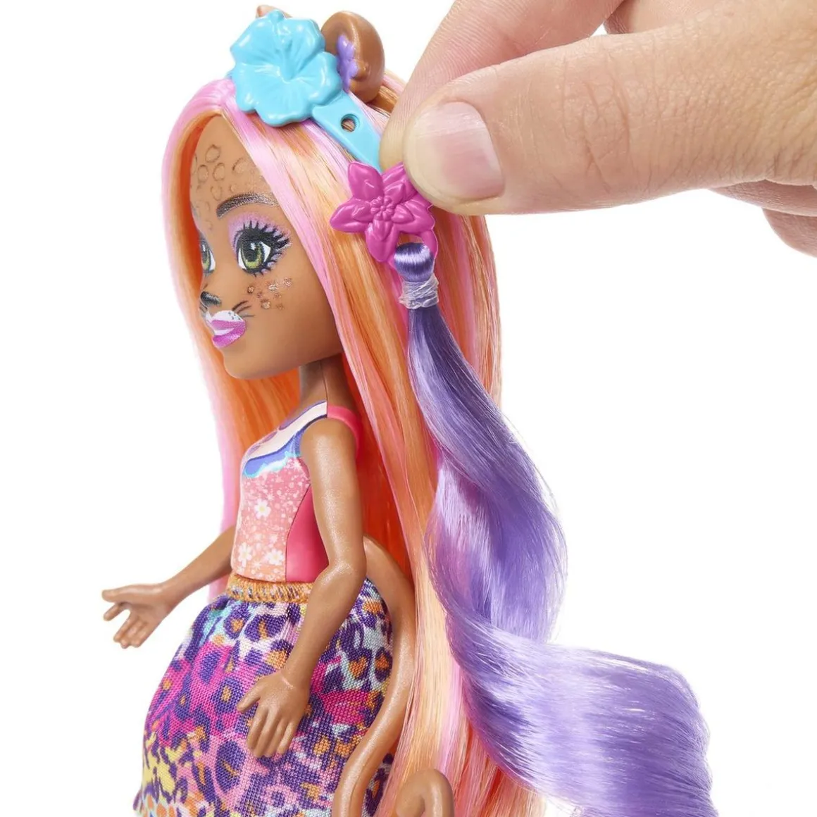 Mattel - Enchantimals - Muñeca guepardo Glam Party con accesorios para peinar y mascota ㅤ