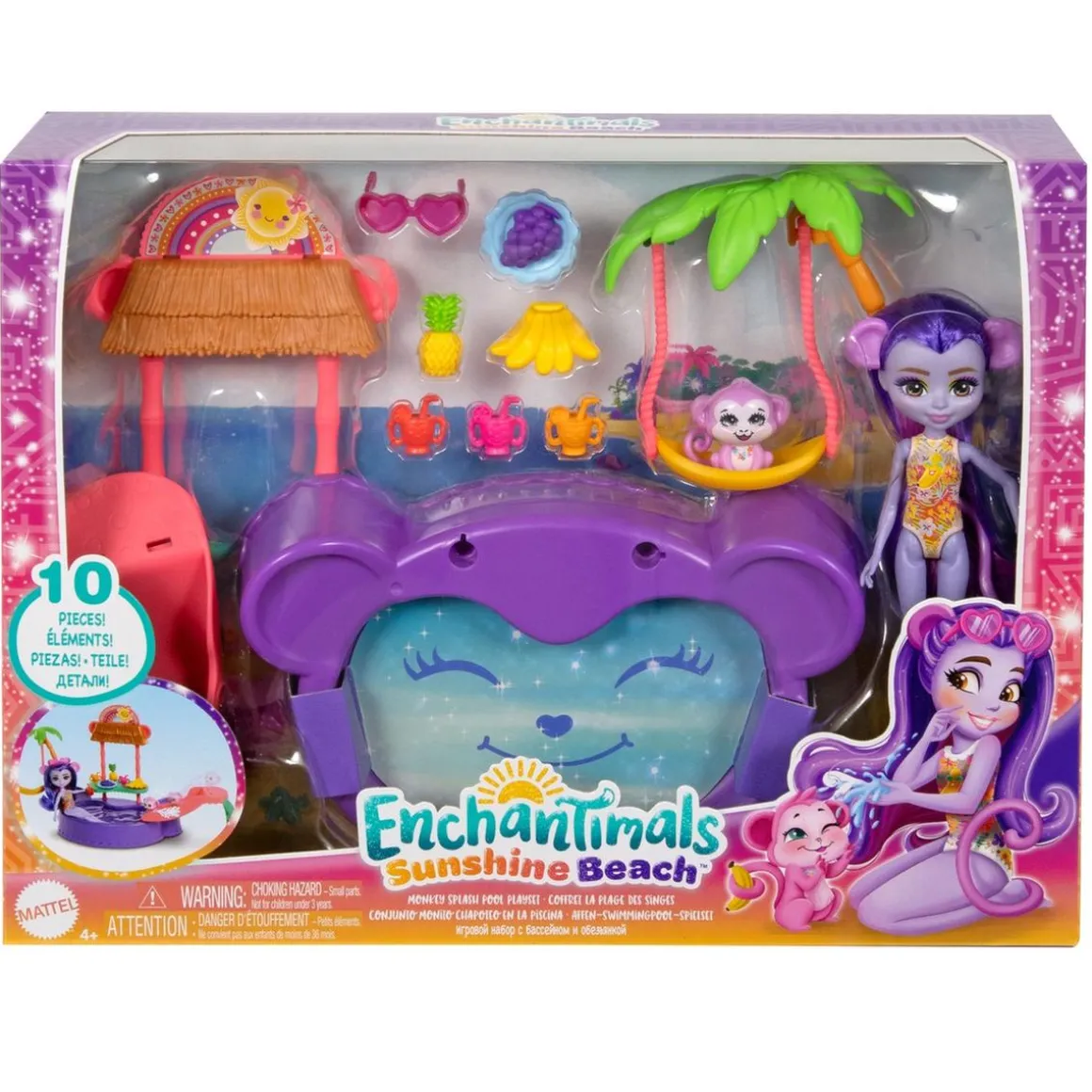 Mattel - Enchantimals - Piscina infantil con tobogán y figuras ㅤ