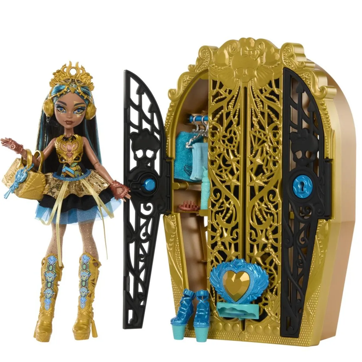 Mattel - Monster High - Muñeca Skulltimate Cleo con armario y accesorios
