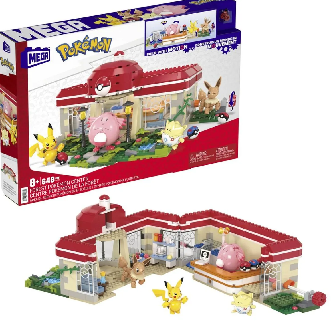 Mattel - Pokemon - Kit de construcción Pokémon centro en el bosque con bloques y personajes ㅤ