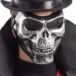 Máscara de teschio gris en plástica rígida