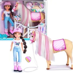 Nancy - Muñeca articulada con caballo y accesorios de cuidado ㅤ