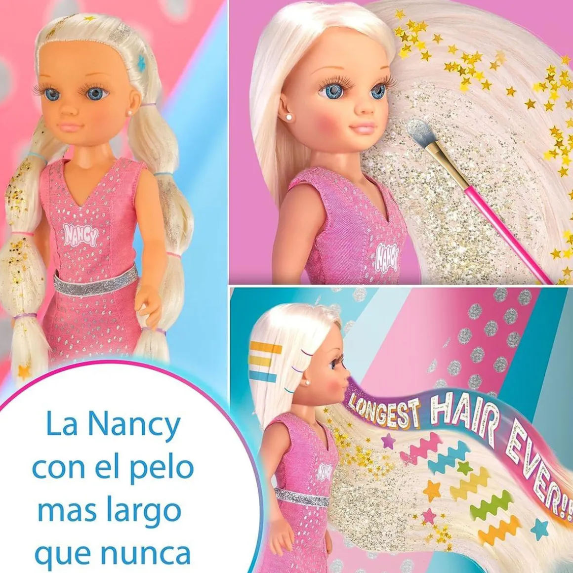 Nancy - Muñeca con pelo súper largo y accesorios para crear peinados ㅤ