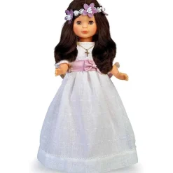 Nancy - Muñeca de colección primera comunión con vestido blanco y corona de flores