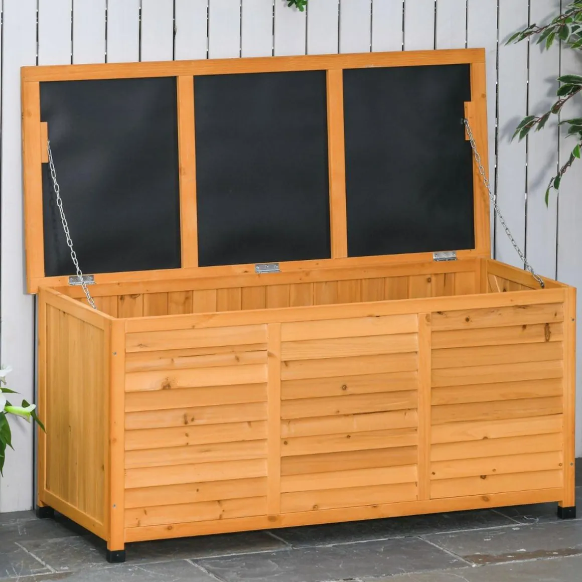 Outsunny - Baúl de jardín de madera