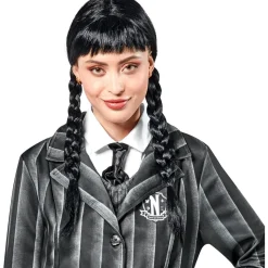 Peluca con trenzas y flequillo