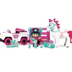 Pinypon - Remolque y caballo con mini muñeca y accesorios Pop&Swap