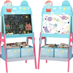 Pizarra 2 en 1 con cajas de tela Azul