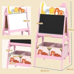 Pizarra 2 en 1 con cajas de tela Rosa