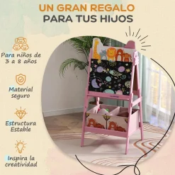 Pizarra 2 en 1 con cajas de tela Rosa