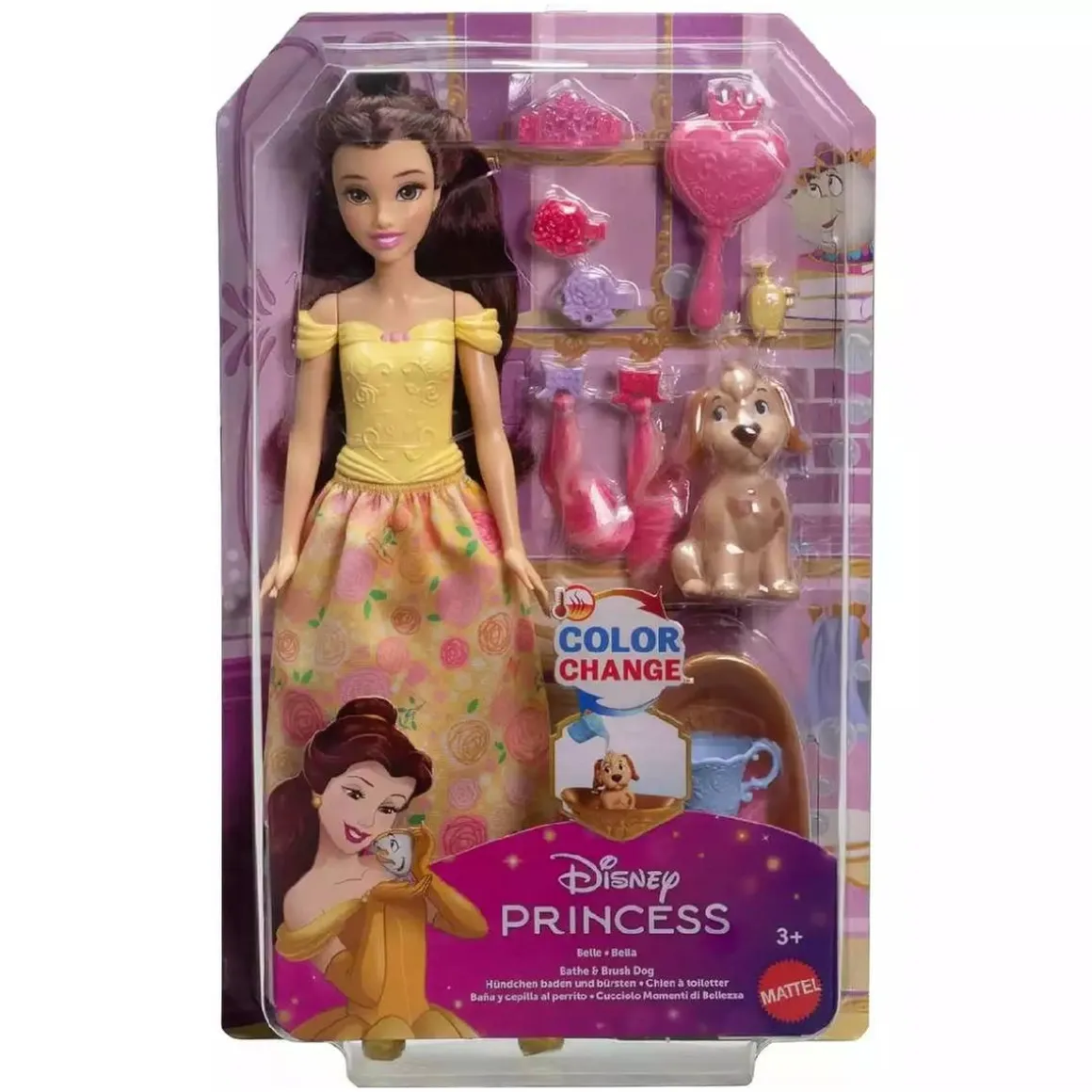 Princesas Disney - Bella baña y cepilla a su perrito