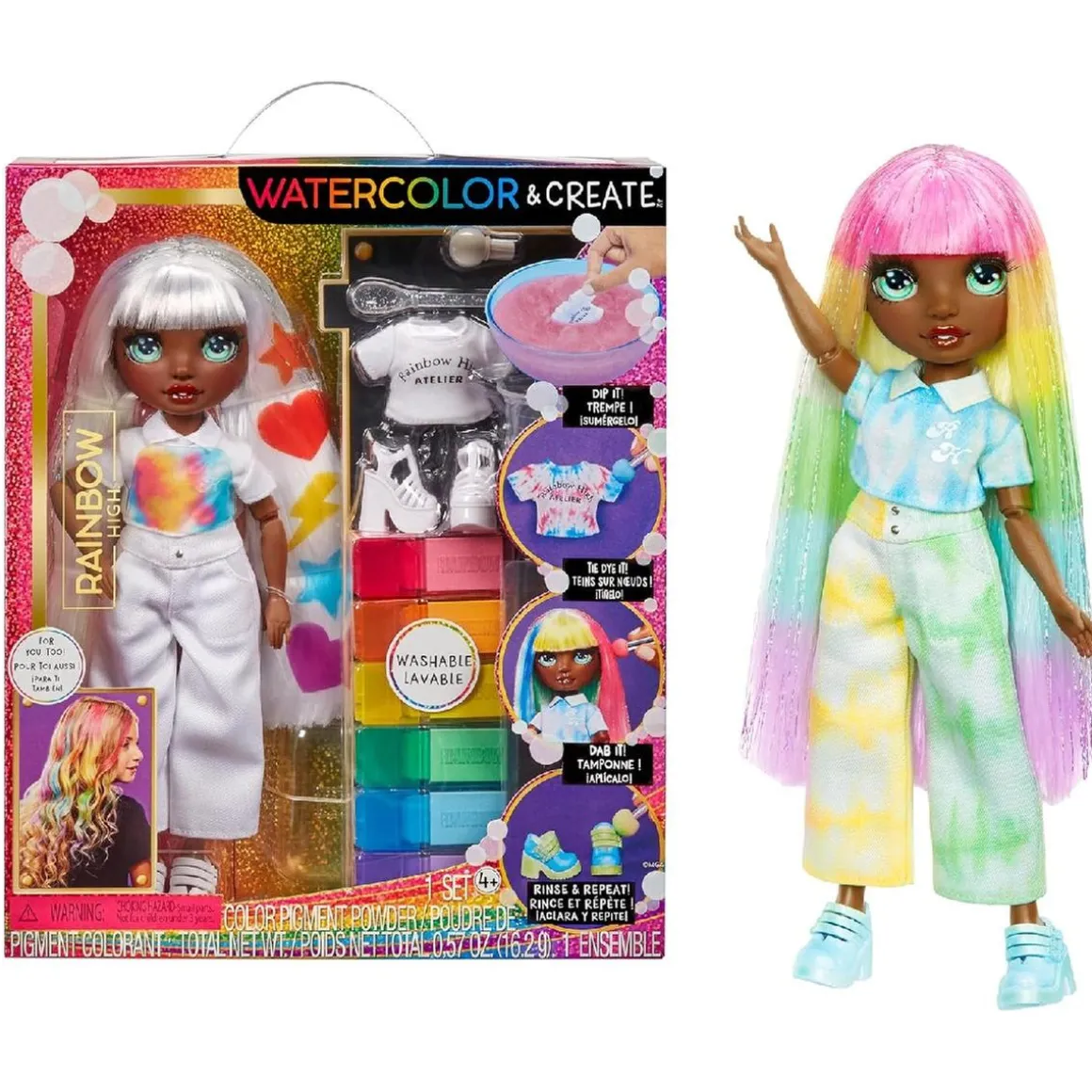 Rainbow High - Watercolor & Create DIY - Muñeca ojos verdes