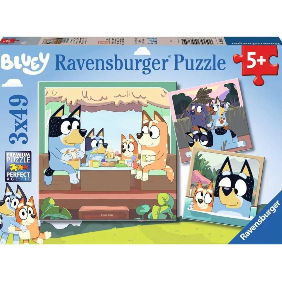 Ravensburger - Bluey - Puzzle infantil Ravensburger Bluey, 3x49 piezas ㅤ
