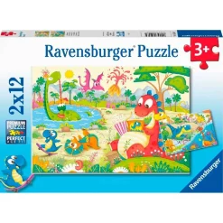 Ravensburger - Puzzle 2x12 pzs Dinosaurios juguetones
