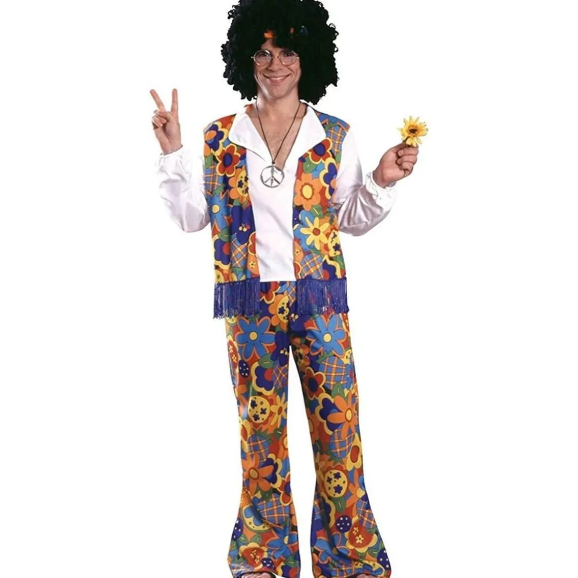 Rubie's - Disfraz de Hippie con estampado floral para hombre Talla única ㅤ