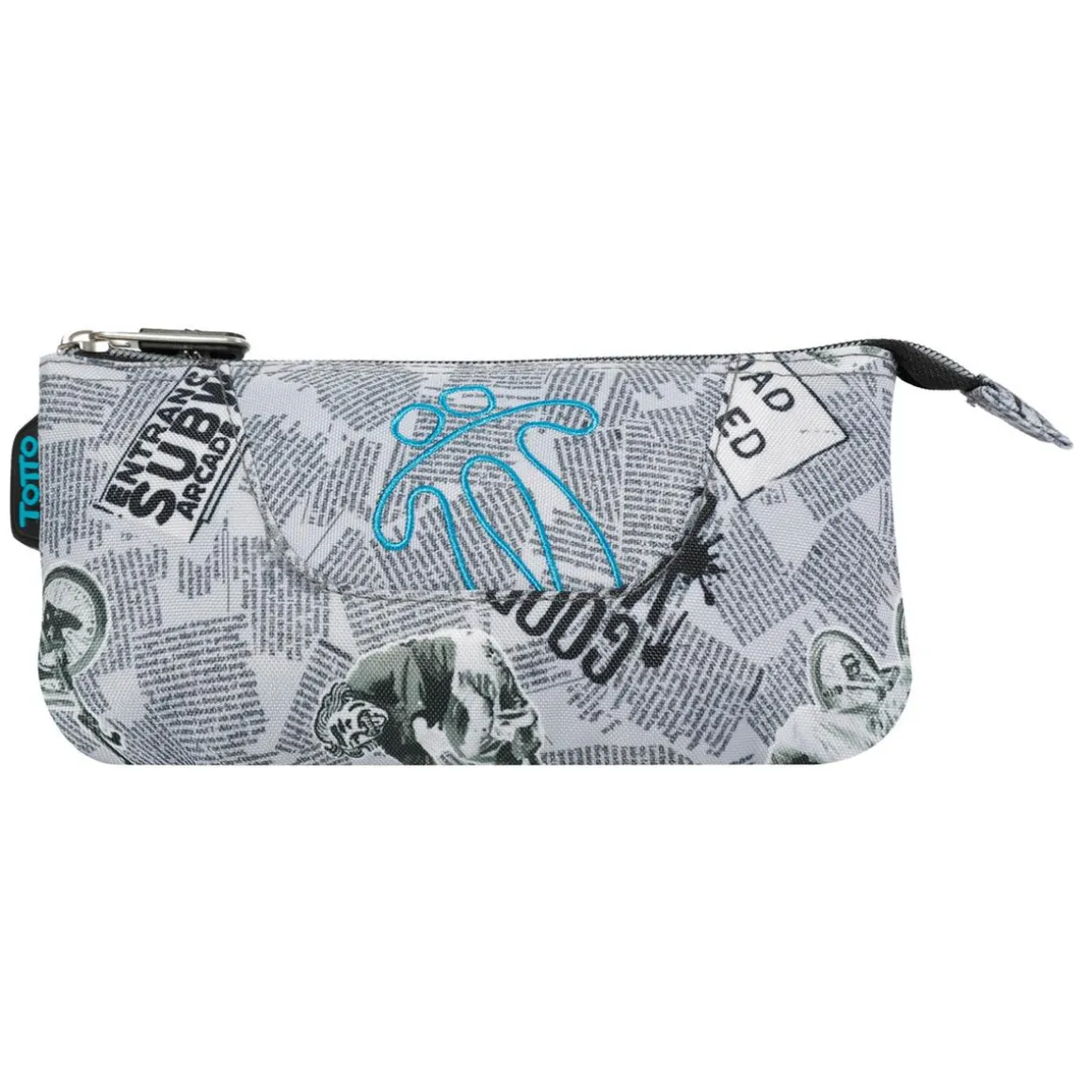 Totto - Estuche escolar 3 compartimentos Tablero Newspaper