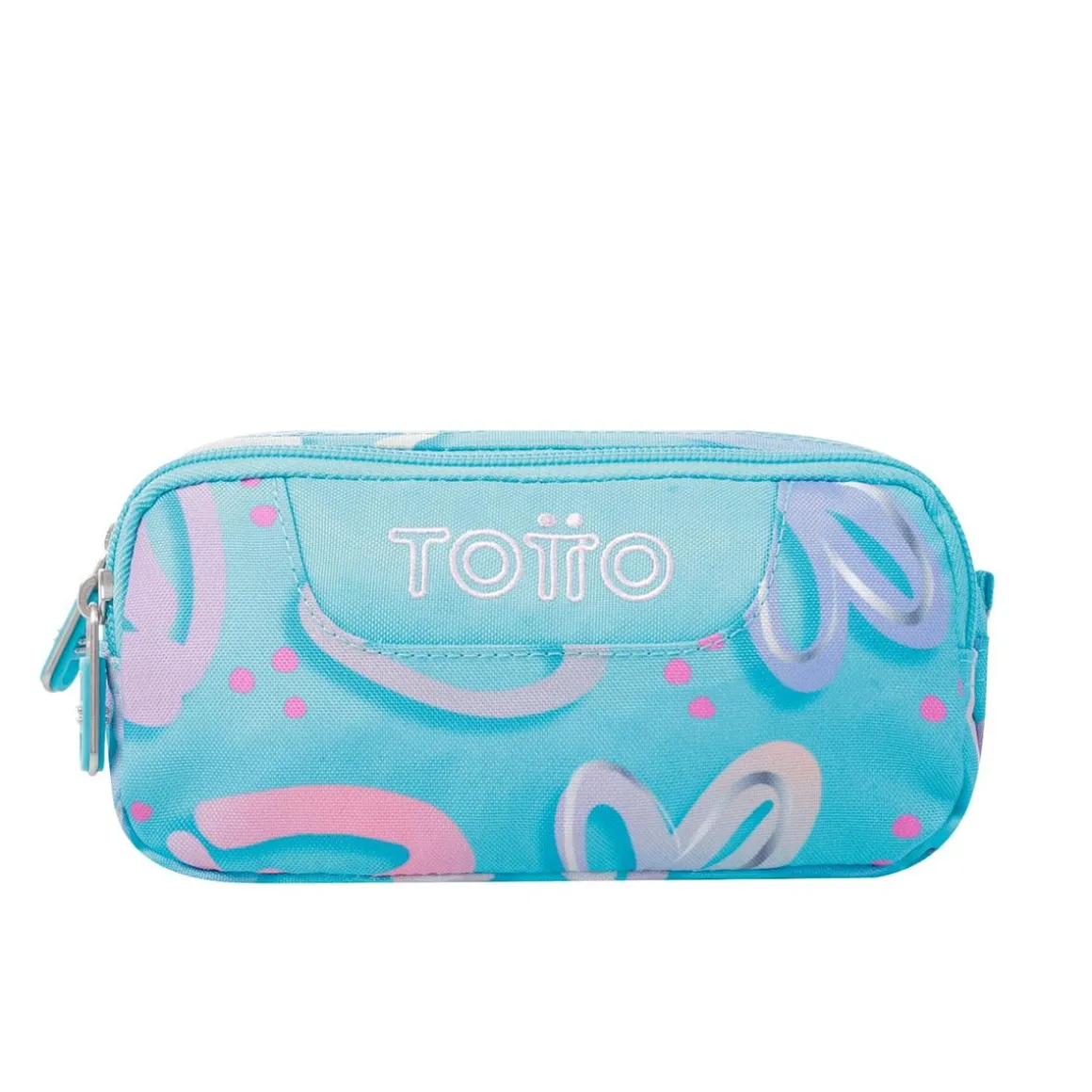 Totto - Estuche escolar dos compartimentos corazones pintados Sobre