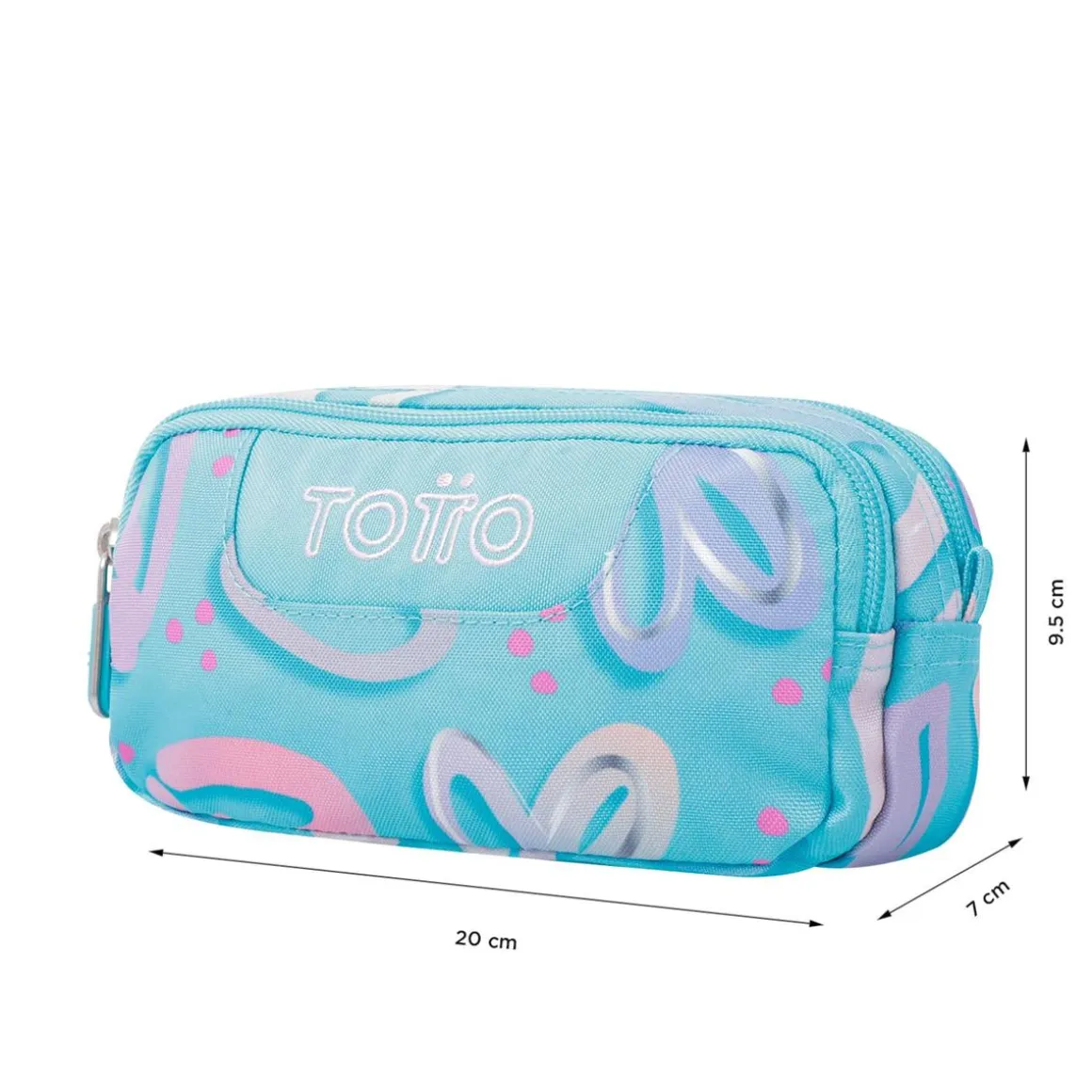 Totto - Estuche escolar dos compartimentos corazones pintados Sobre